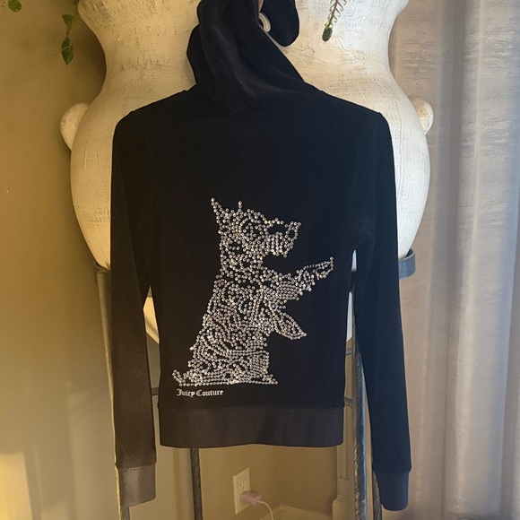 Juicy Couture Tops - Juicy Couture Black Hoodie with Sparkling Dog Motif